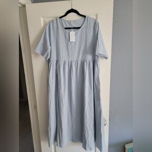 100% Cotton Blue T-Shirt Dress